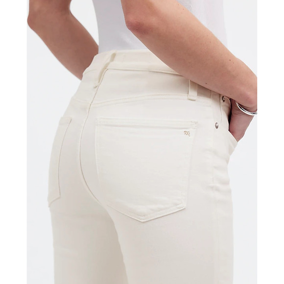 Madewell Kick Out Crop Jeans Pure White Stretch Mid Rise Flare NI961 US 25 NWT - Picture 4 of 16